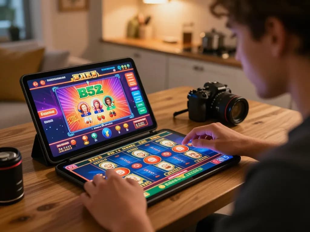 Engaging in B52 online gameplay with focus on tablet and vibrant graphics