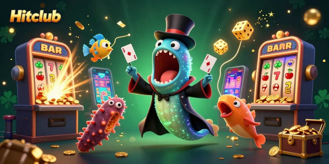 Hitclub engages players with thrilling slots and games, featuring vibrant 3D characters in action.