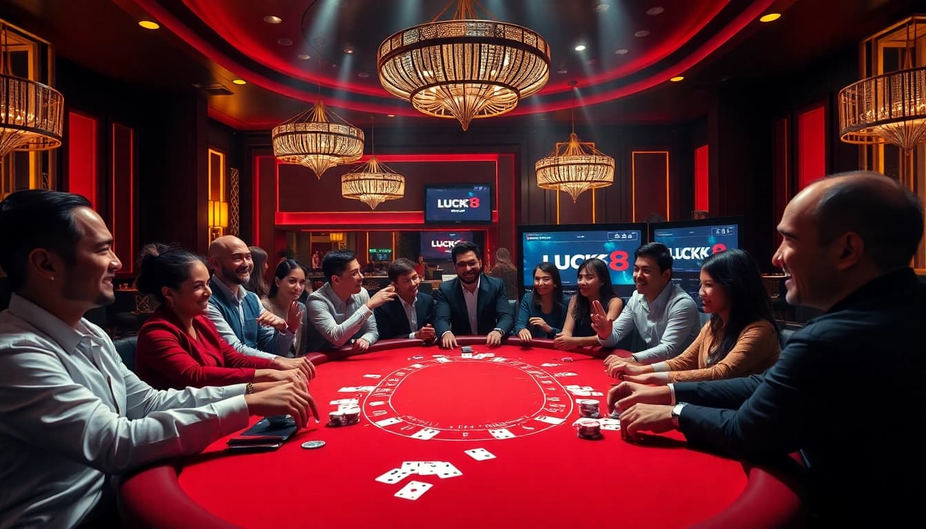 Experience thrilling poker action at LUCK8 Casino with vibrant chips and immersive technology.