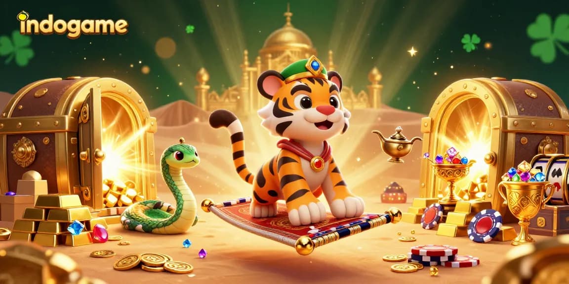 Experience winning thrills with indogame in a vibrant 3D digital casino fantasy scene.