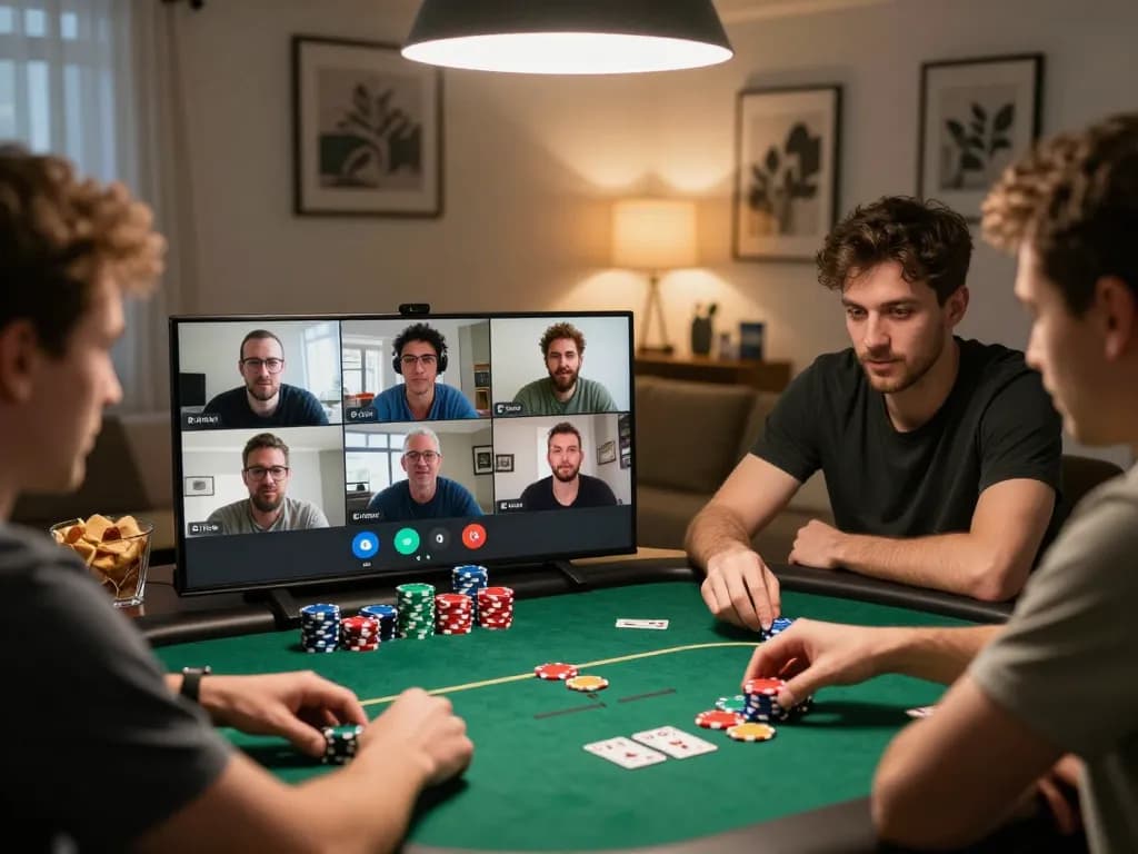B52CLUB players engaged in a competitive online poker game, showcasing strategic interactions and vibrant gameplay.