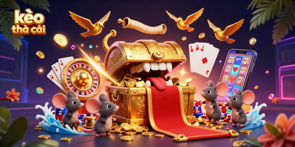Experience thrilling kèo nhà cái action as treasure-charming characters shine in a vibrant casino scene.