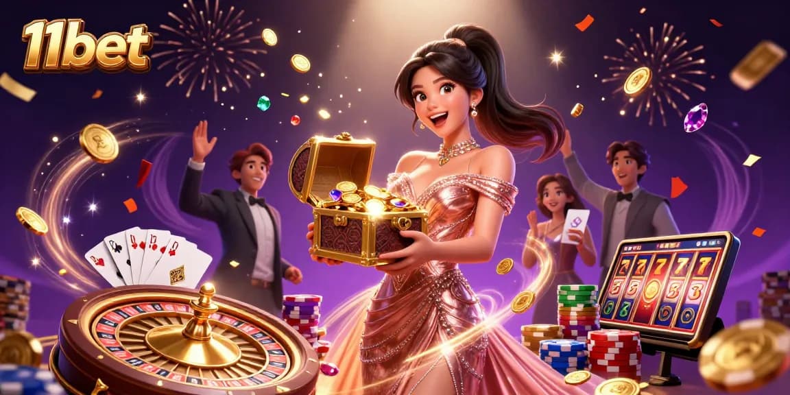 Win big at 11bet with a joyful experience surrounded by treasures and casino excitement.