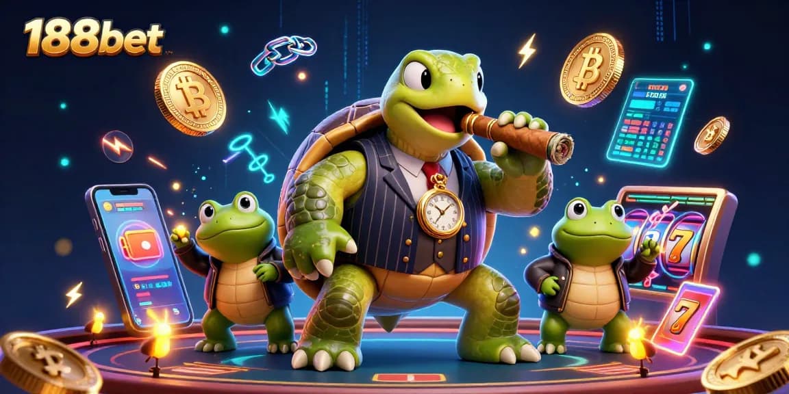 Experience thrilling action at 188bet with a vivid casino scene featuring energetic characters and glowing game elements