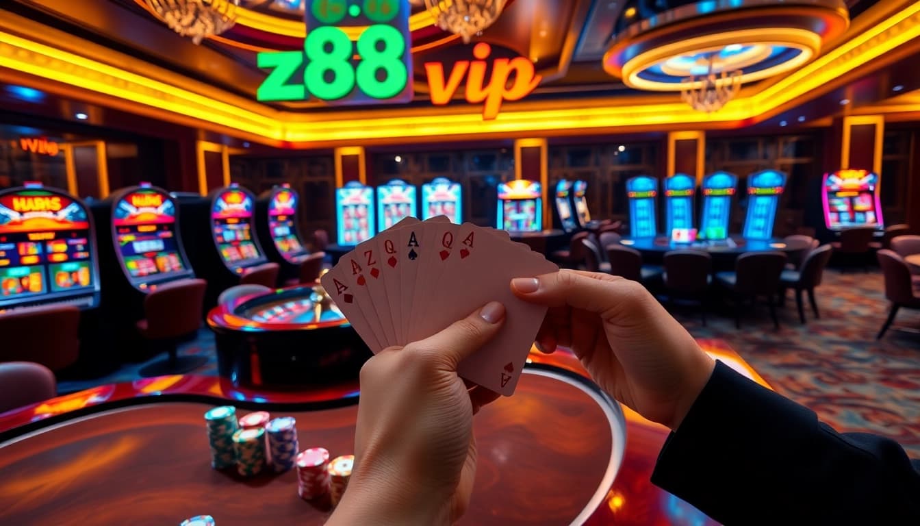 hz88 vip player making a strategic bet with glowing chips and live casino table action