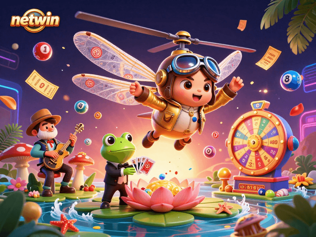 Experience thrilling gameplay with netwin at a vibrant lily pad casino featuring colorful elements.