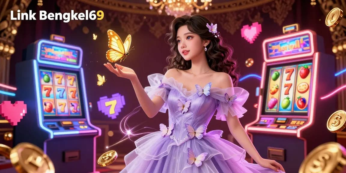 Experience thrilling wins with Link Bengkel69, featuring colorful slot machines and jackpot reels.