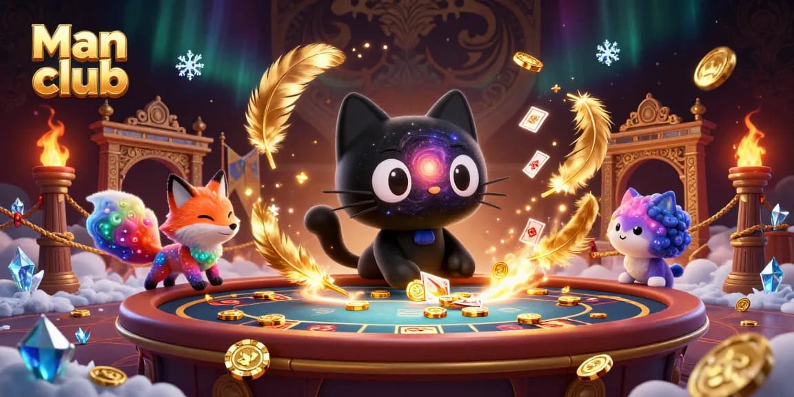 Spin to win at the man club with vibrant casino elements and charming characters in action.