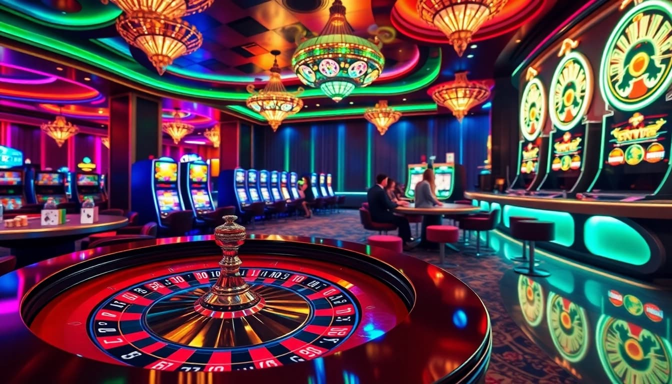 High-stakes game at 789P casino showcasing roulette, chips, and vibrant decor.