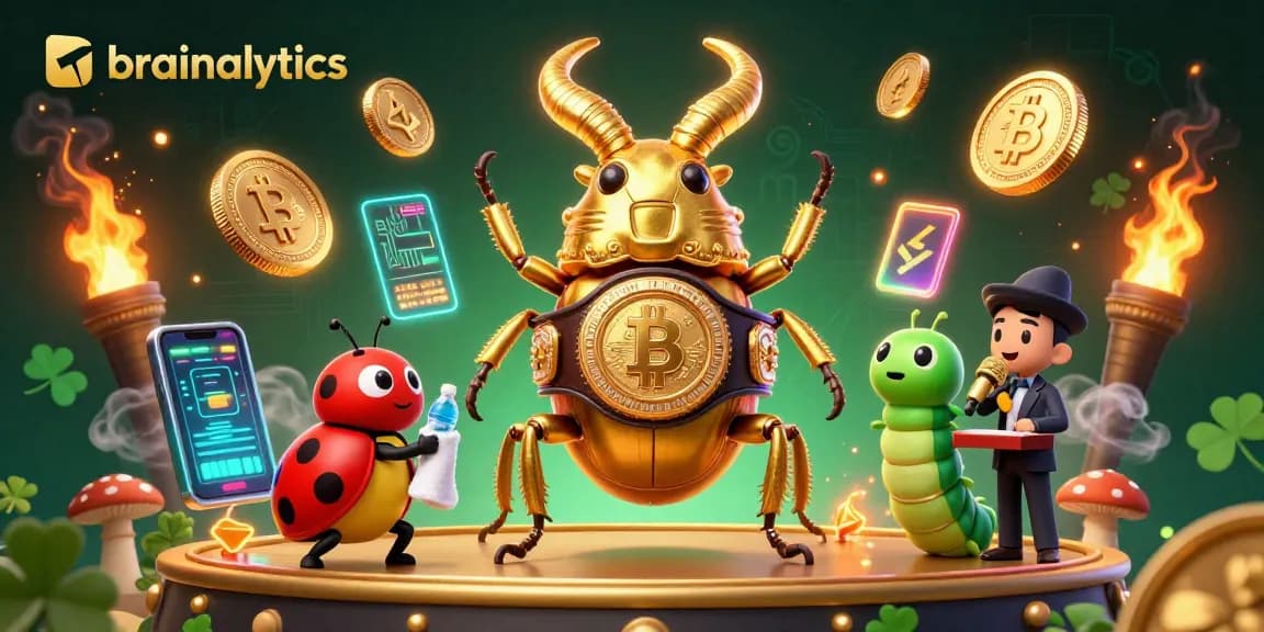 Place bets with brainalytics for a big win featuring a giant golden stag beetle and vibrant gambling elements.