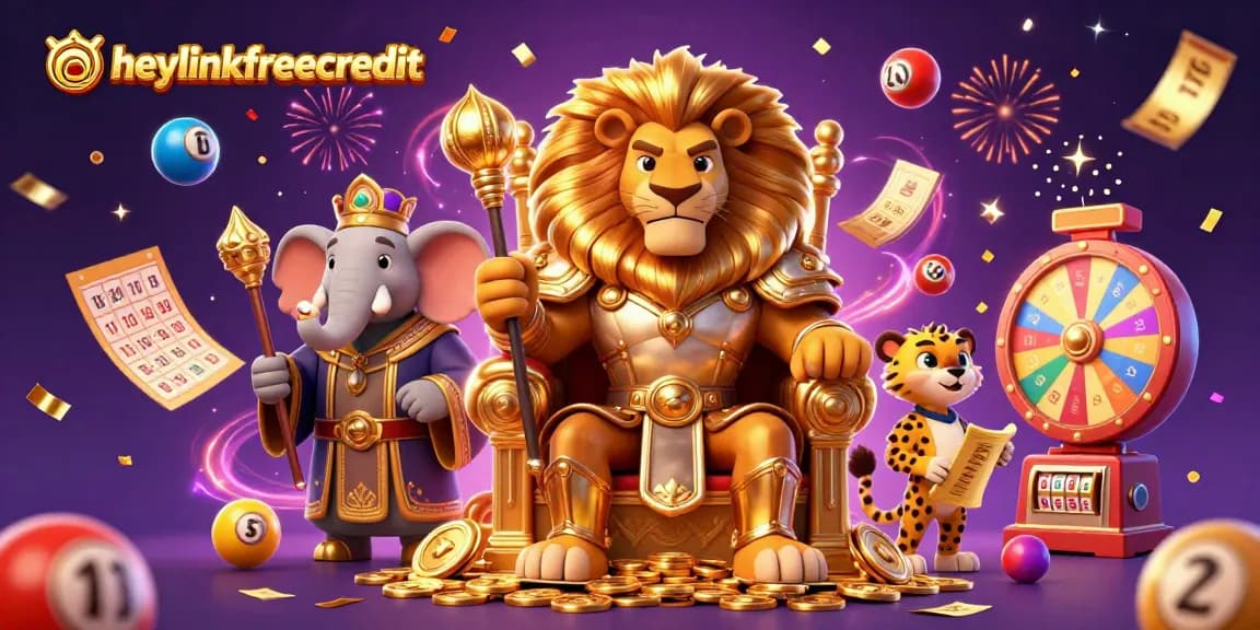 Experience the excitement of heylinkfreecredit with a lottery-themed 3D illustration featuring vibrant elements.