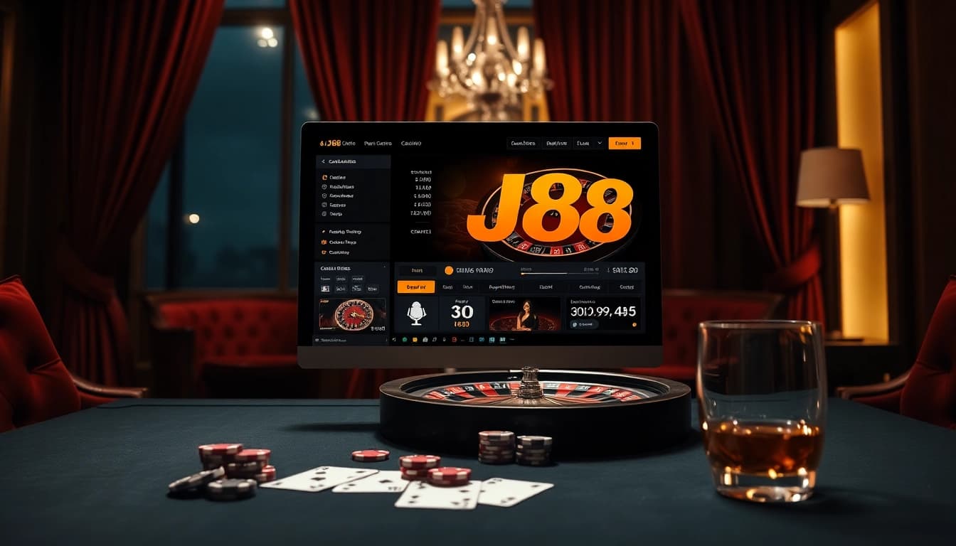 Experience thrilling online gaming at J88 with a luxury casino setup showcase.