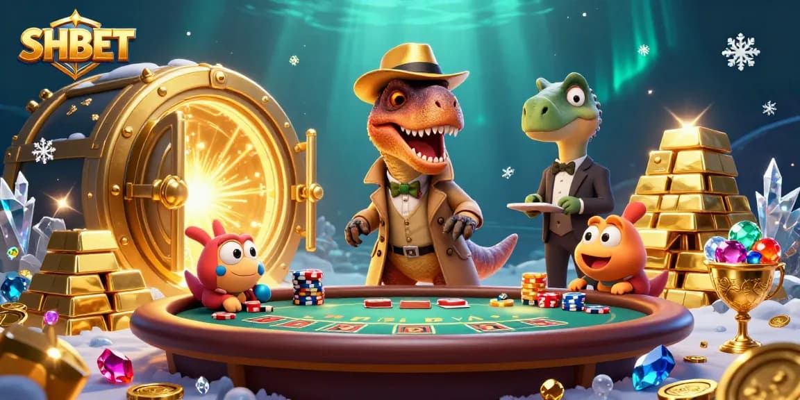 Experience the thrill at SHBET with unique characters in an immersive casino scene.