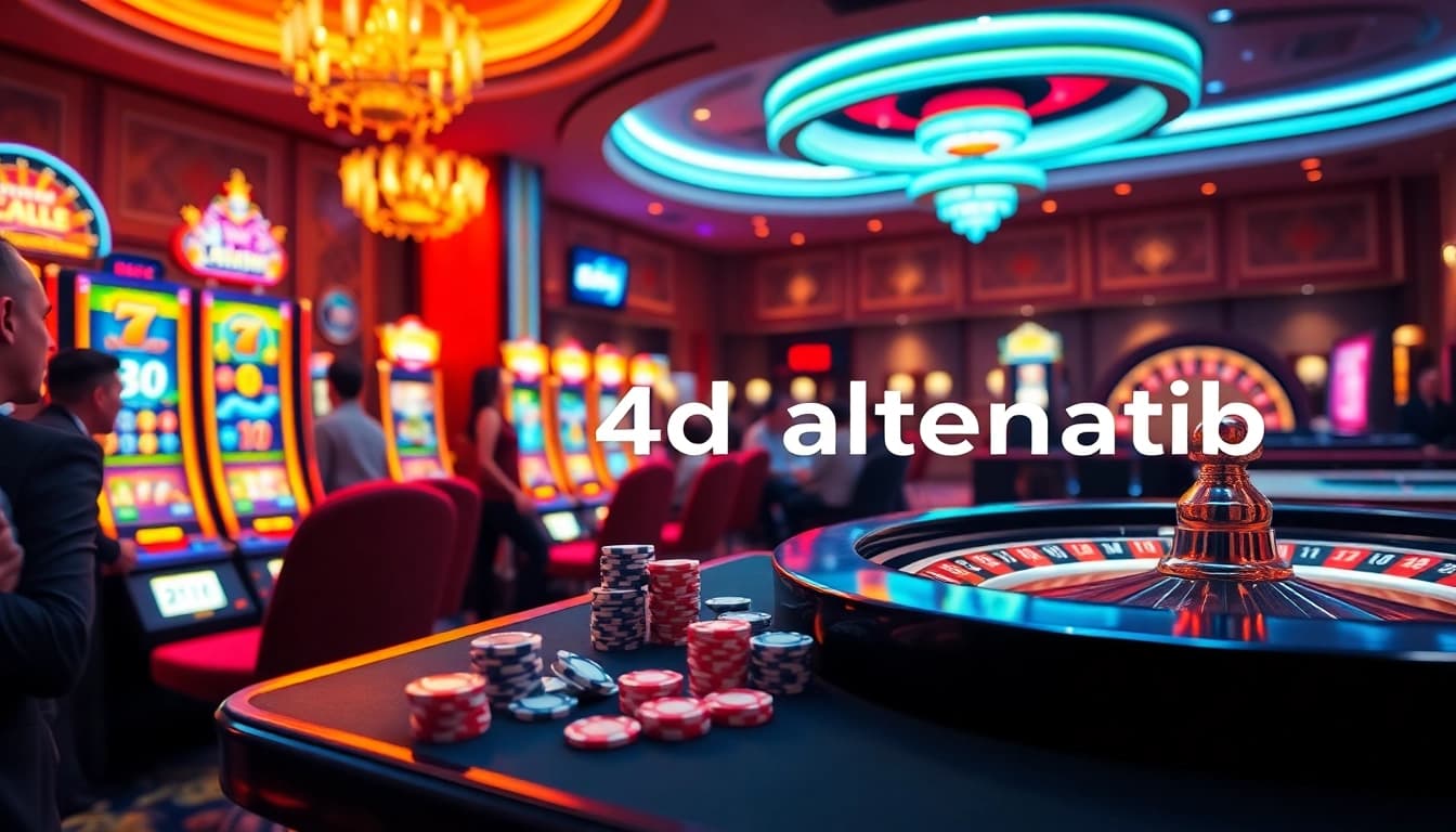Players enjoying slot machines at a vibrant casino, emphasizing pen4d alternatif for winning experiences.