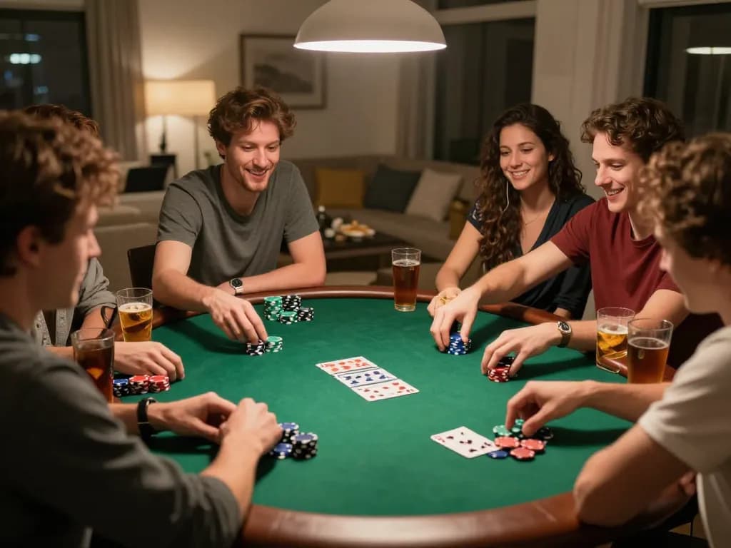 Players engage in exciting poker game at home, showcasing strategic play and camaraderie at au88