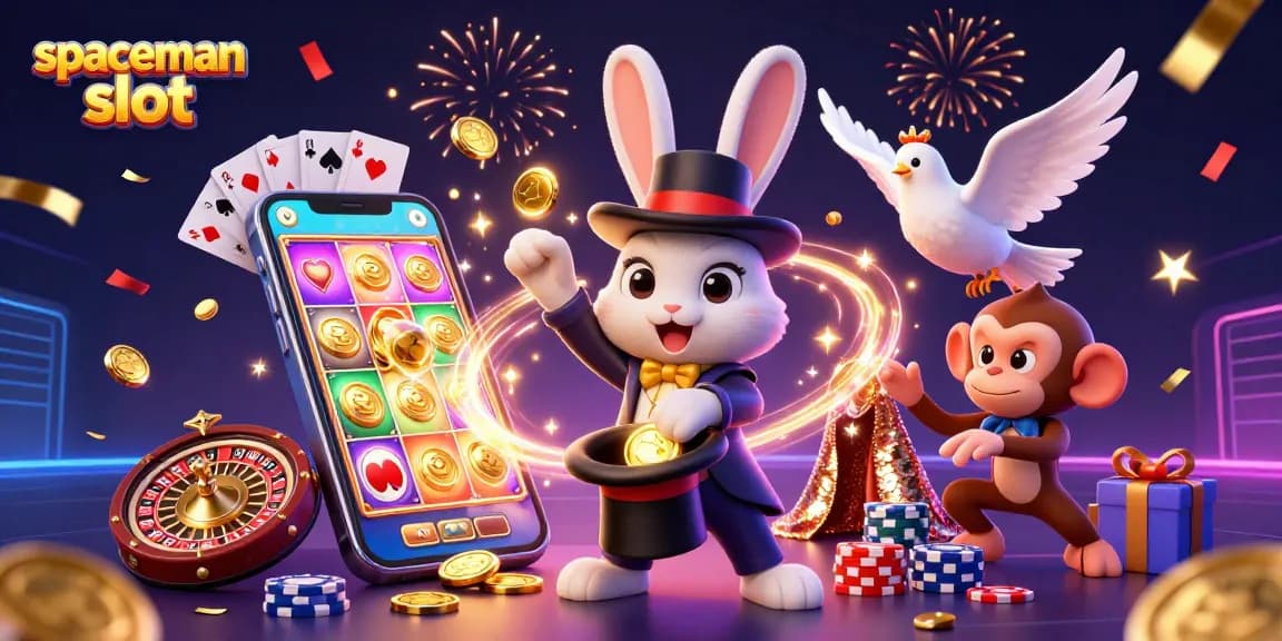 Experience excitement with the spaceman slot as golden coins erupt from the screen during a thrilling gaming session.
