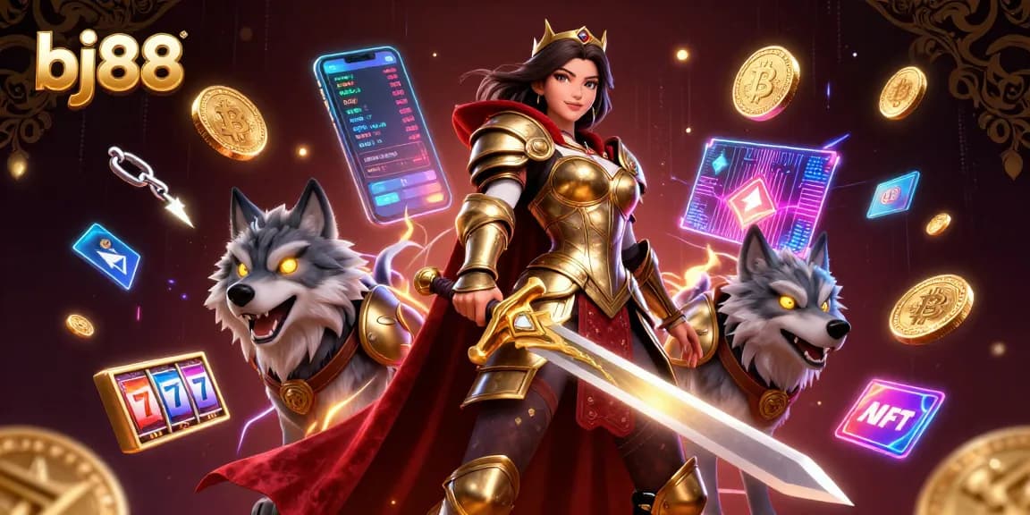 Engage in thrilling gameplay at bj88 slot games with dynamic characters amidst vibrant crypto elements!