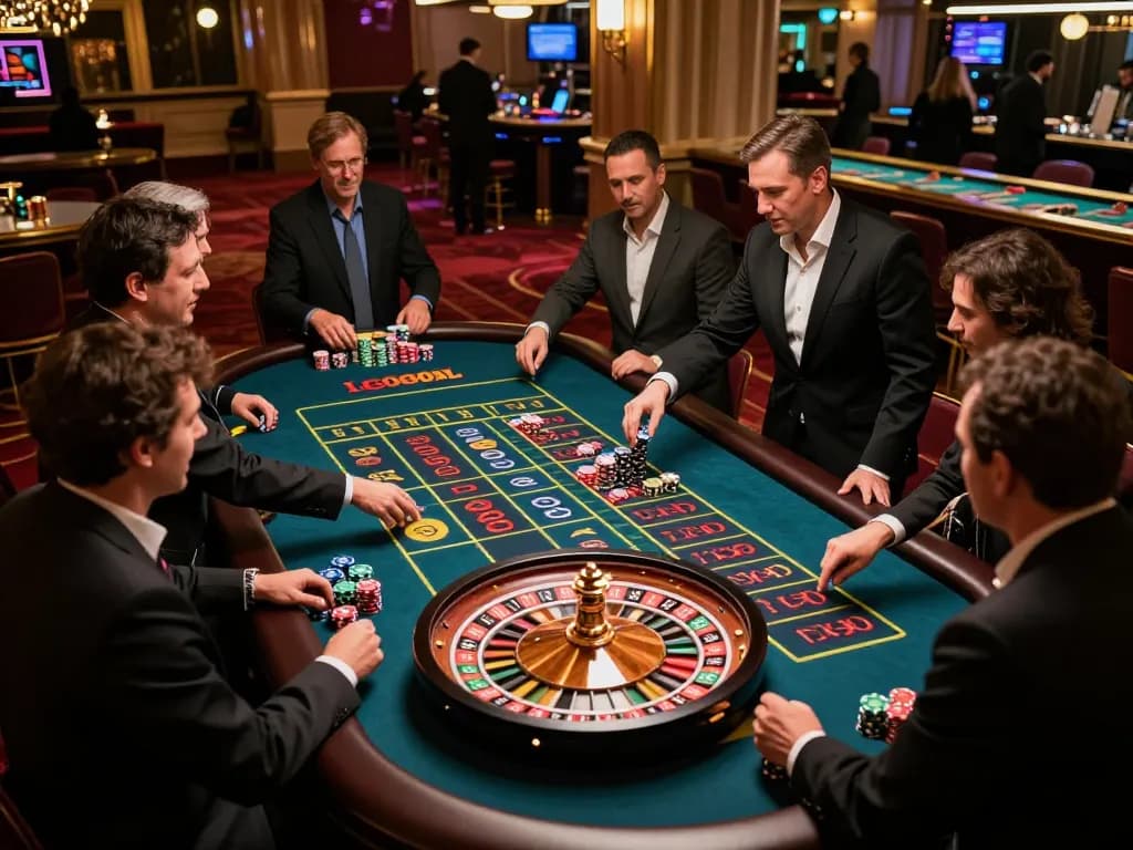 Experience the thrill of roulette gameplay with LGOGOAL at an upscale casino showcasing excitement and strategy.
