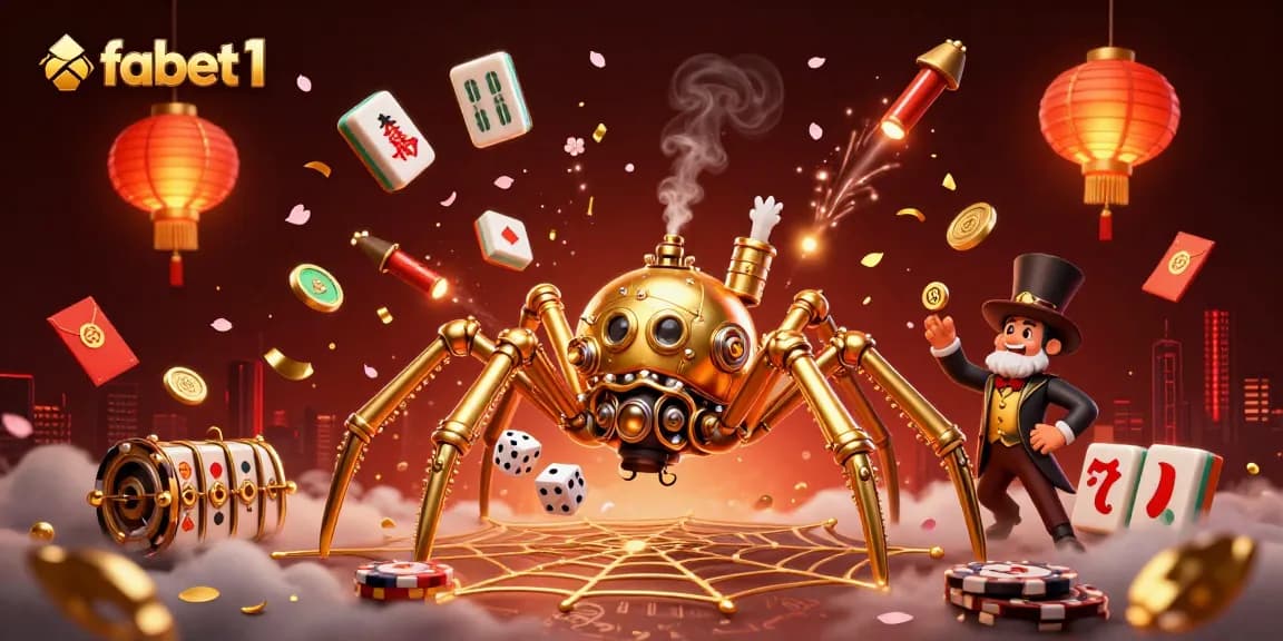 Experience excitement at fabet1 with a dynamic scene of steampunk characters and casino elements.