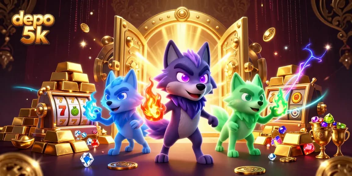 Spin the reels and unlock treasures with depo 5k in an electrifying casino illustration