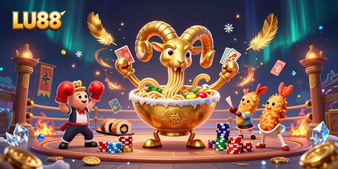 LU88 showcases a vibrant, exciting 3D casino scene filled with animated characters engaging in gambling activities.