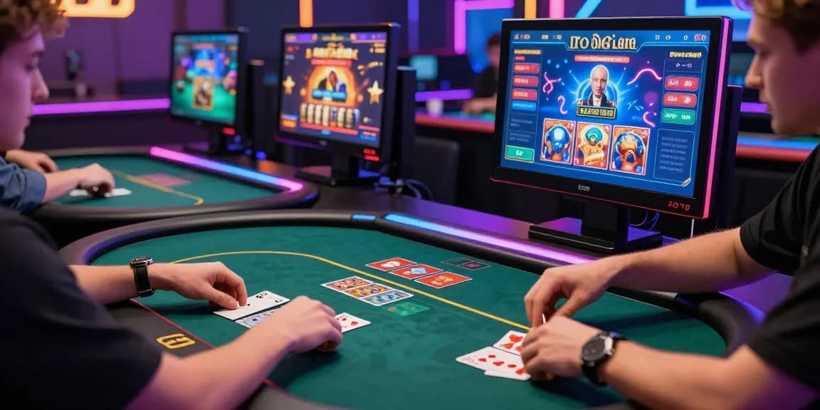 Experience the thrill of online card games at https://gamebaidoithuong.is/, featuring vibrant gaming desks and immersive atmosphere.
