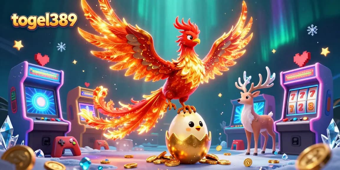 Boost your luck with togel389: a vibrant scene of mythical creatures in a thrilling casino environment.