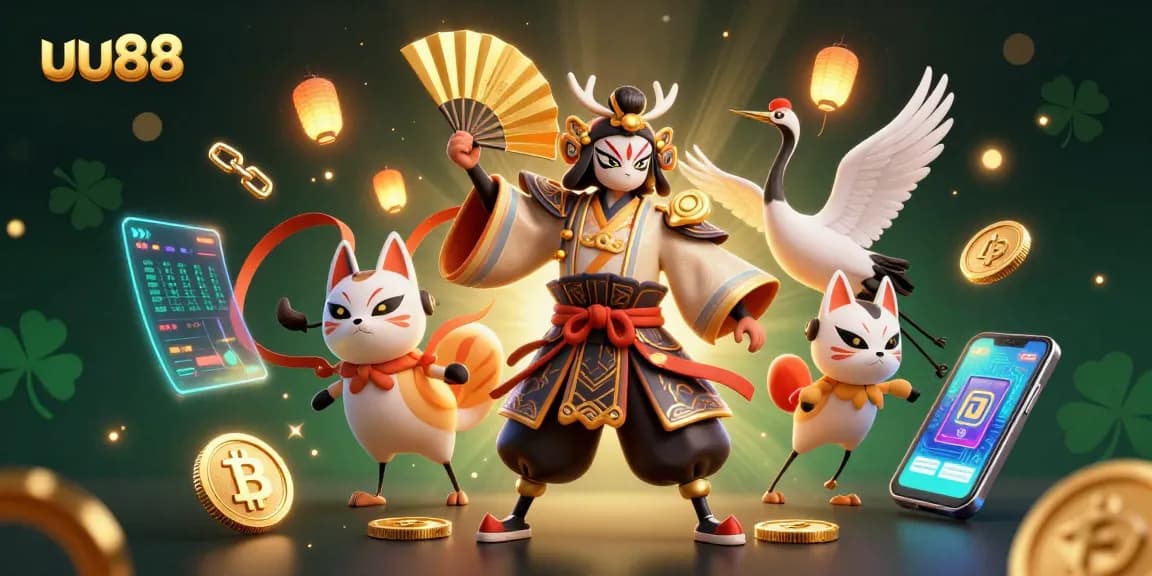 Experience thrilling gameplay at uu88 with vibrant 3D casino characters and crypto elements.