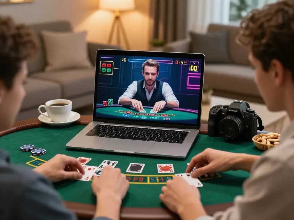Experience exciting online blackjack gameplay with xx88 in a cozy home setting.