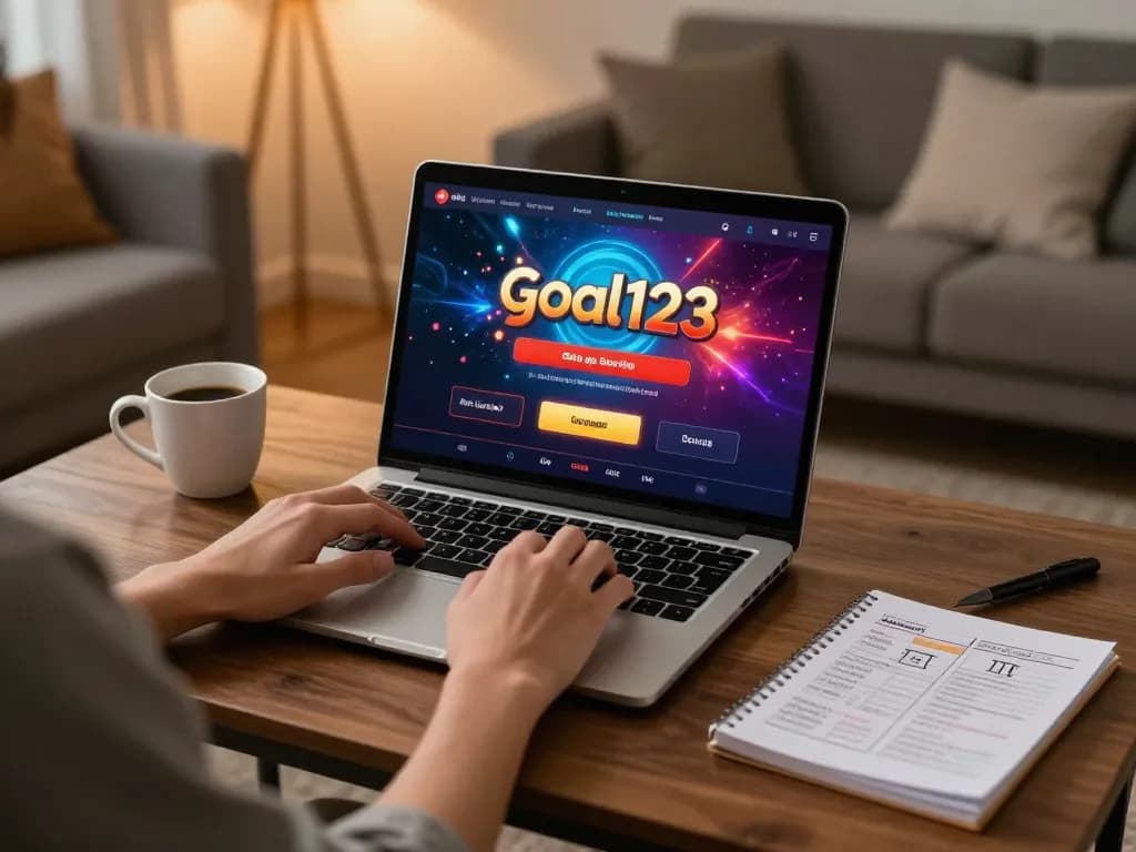 Engaging in online gaming by logging into đăng nhập goal123 on a laptop in a cozy living room.