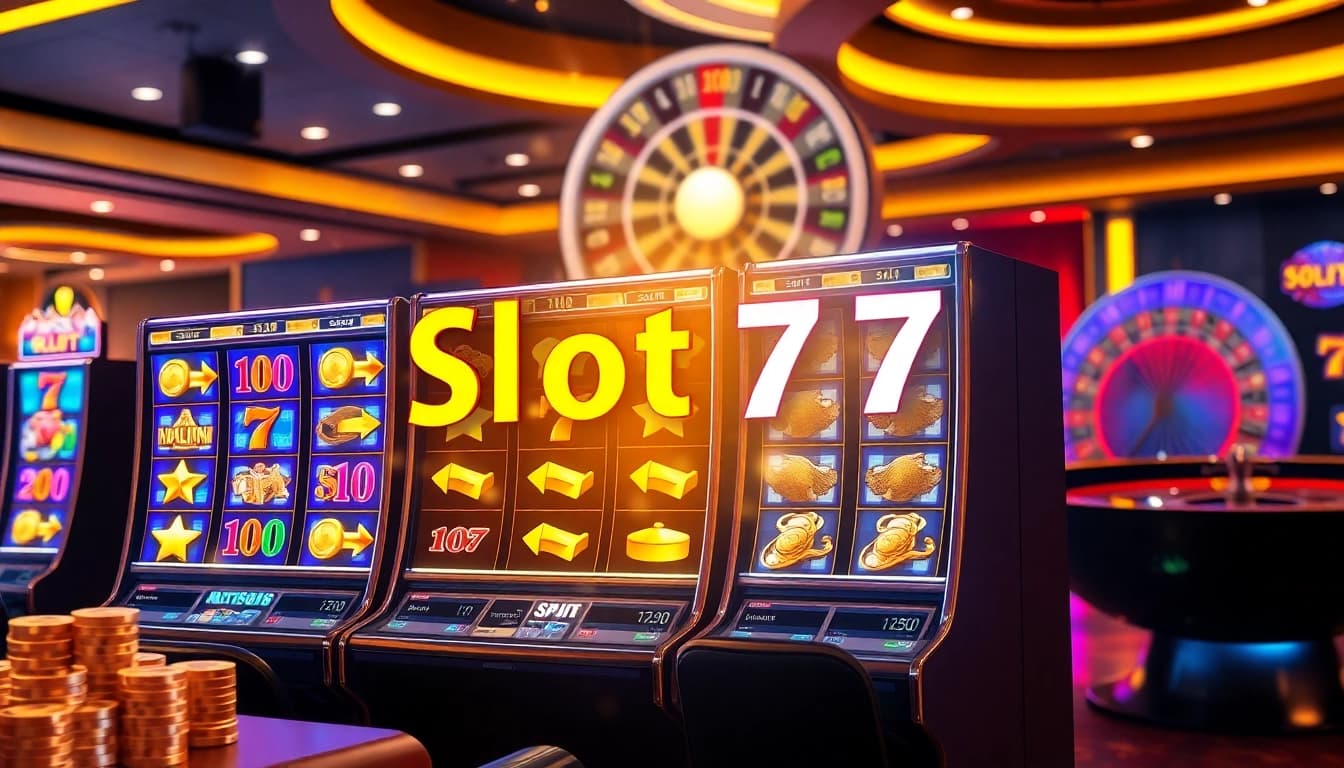 Experience the thrill of slot777 login with vibrant slot machines and a lively casino atmosphere.