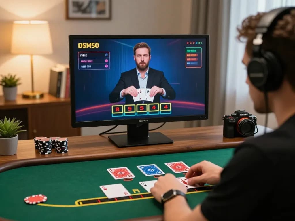Engaging player on dn88 exploring live dealer blackjack from home in a cozy, strategic setup.