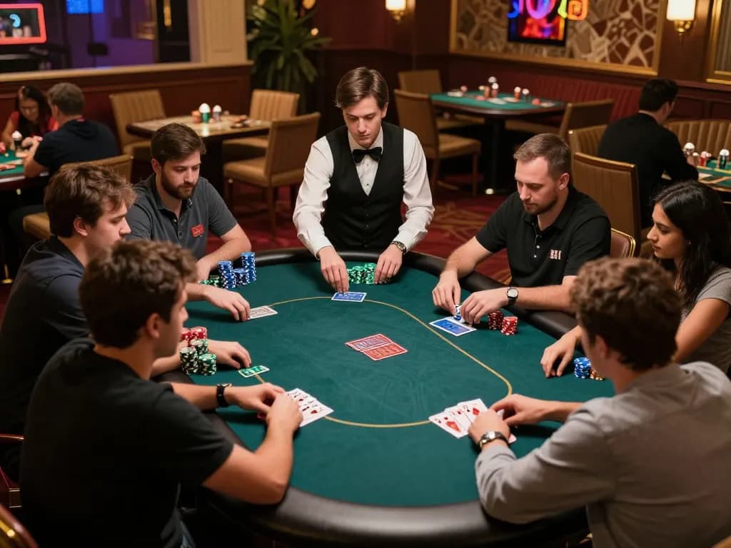 F168 casino poker tournament showing players in action at a dynamic table.