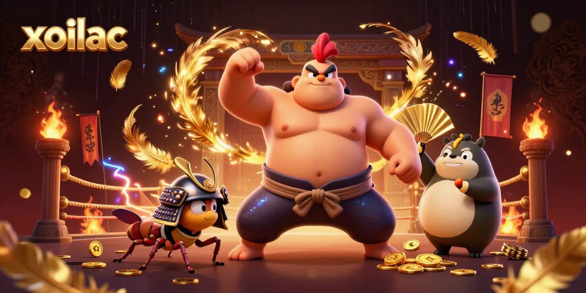 Xoilac captures the essence of sports excitement with powerful characters and dynamic elements in a vibrant arena.