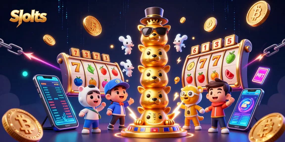 Spin the vibrant Slots with a lively totem pole and cryptocurrency elements illuminated by neon effects.