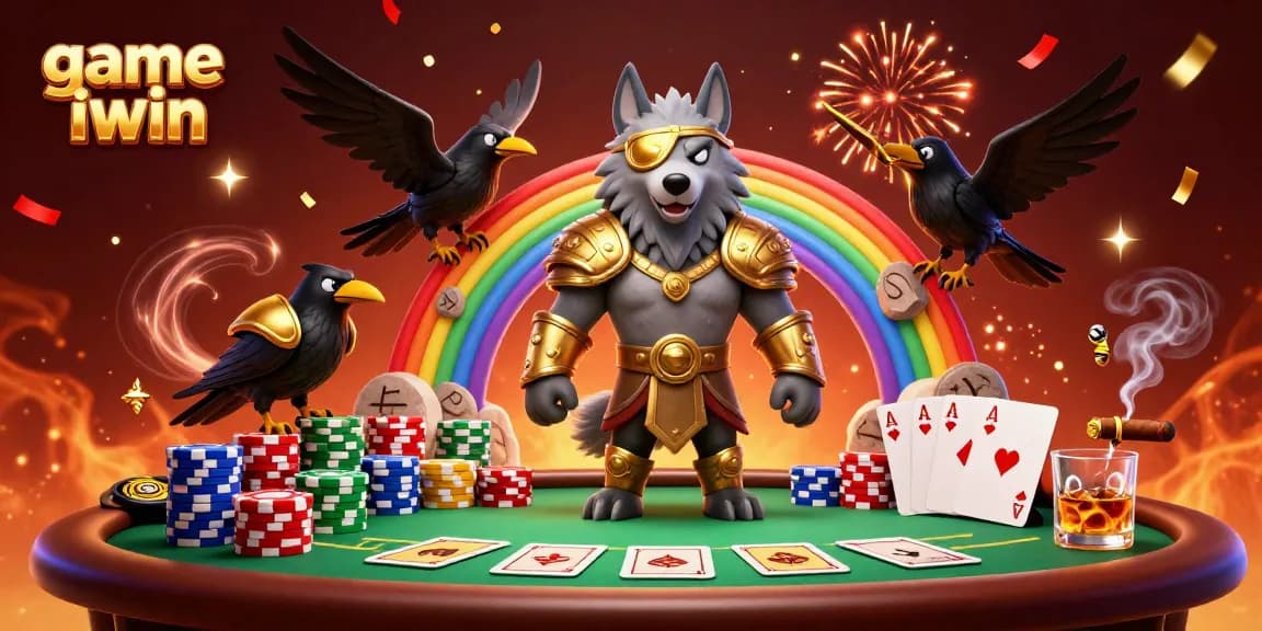 Engage with the game iwin featuring a 3D Norse wolf, ravens, and vibrant casino themes.