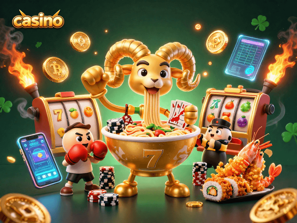 Engage in casino fun with a vibrant 3D illustration showcasing characters and elements.
