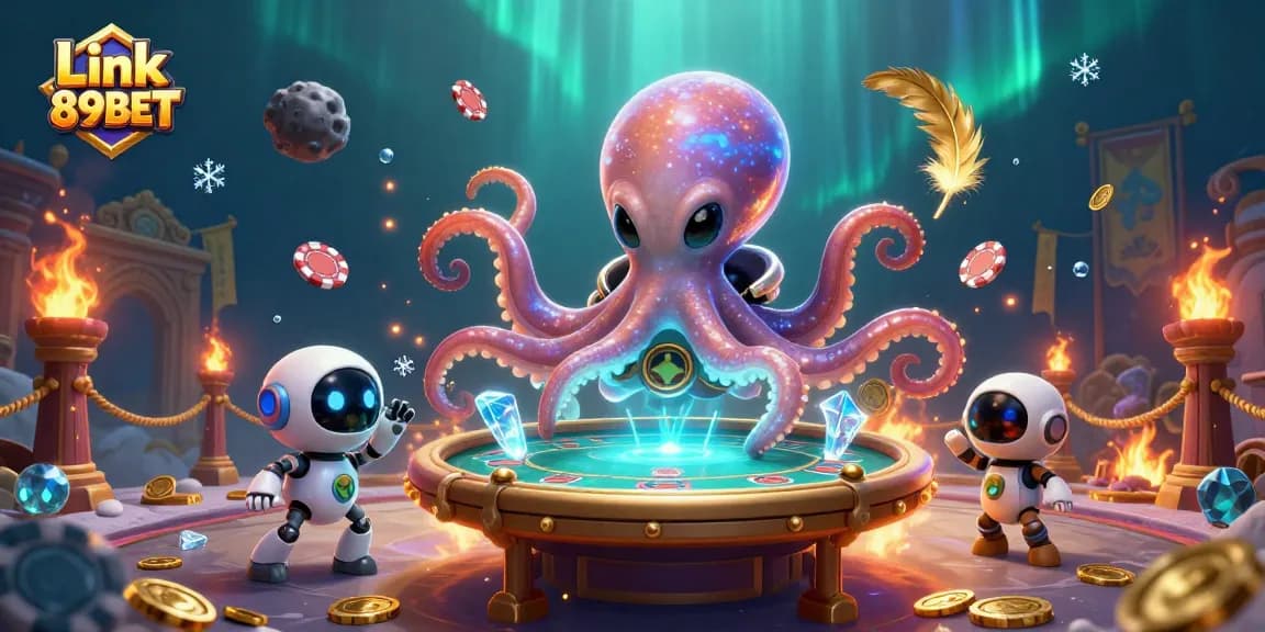 Experience the thrilling action of Link 89BET with an alien octopus playing poker