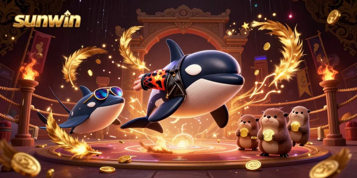 Play and win at sunwin with exciting 3D cartoon characters amid a vibrant casino scene.