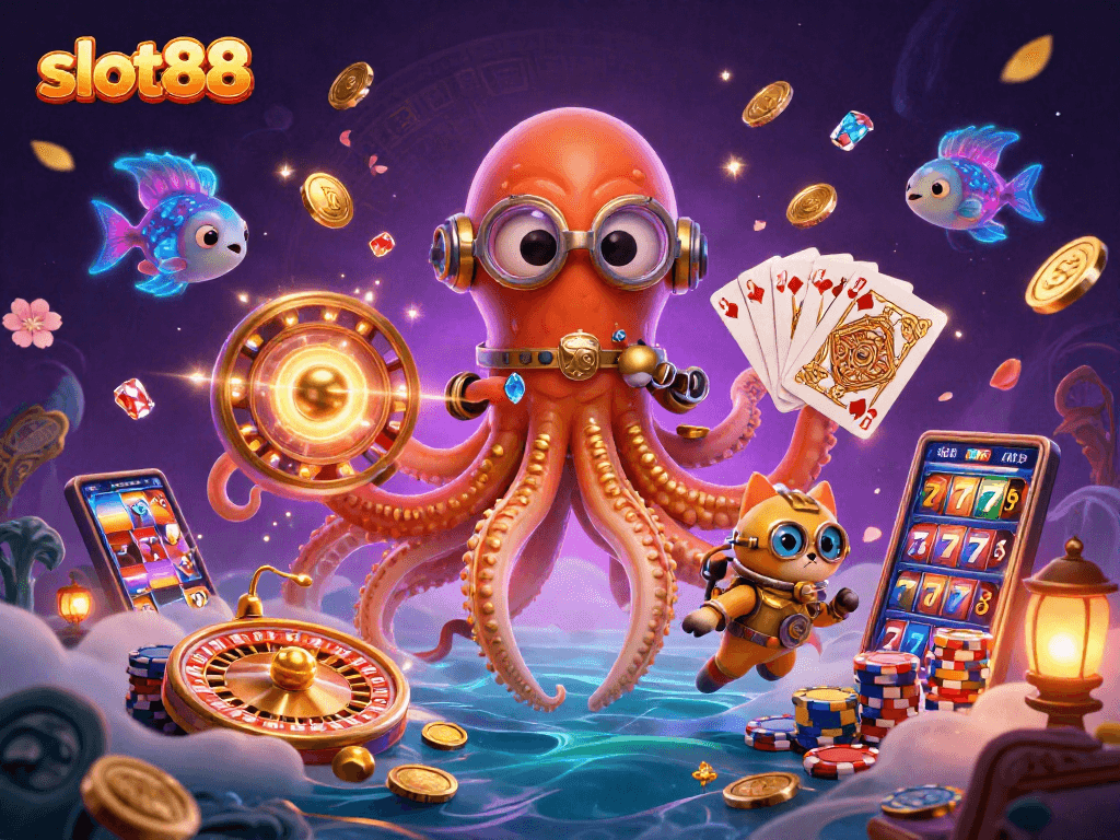 Engage with slot88's thrilling slots experience featuring vibrant characters, classic game elements, and dynamic visuals.