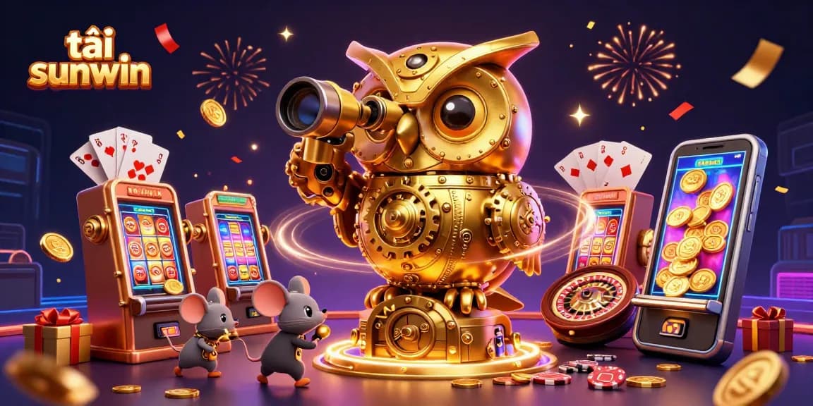 Play tải sunwin with colorful slot games, coins, and lively casino elements in a rich 3D scene.