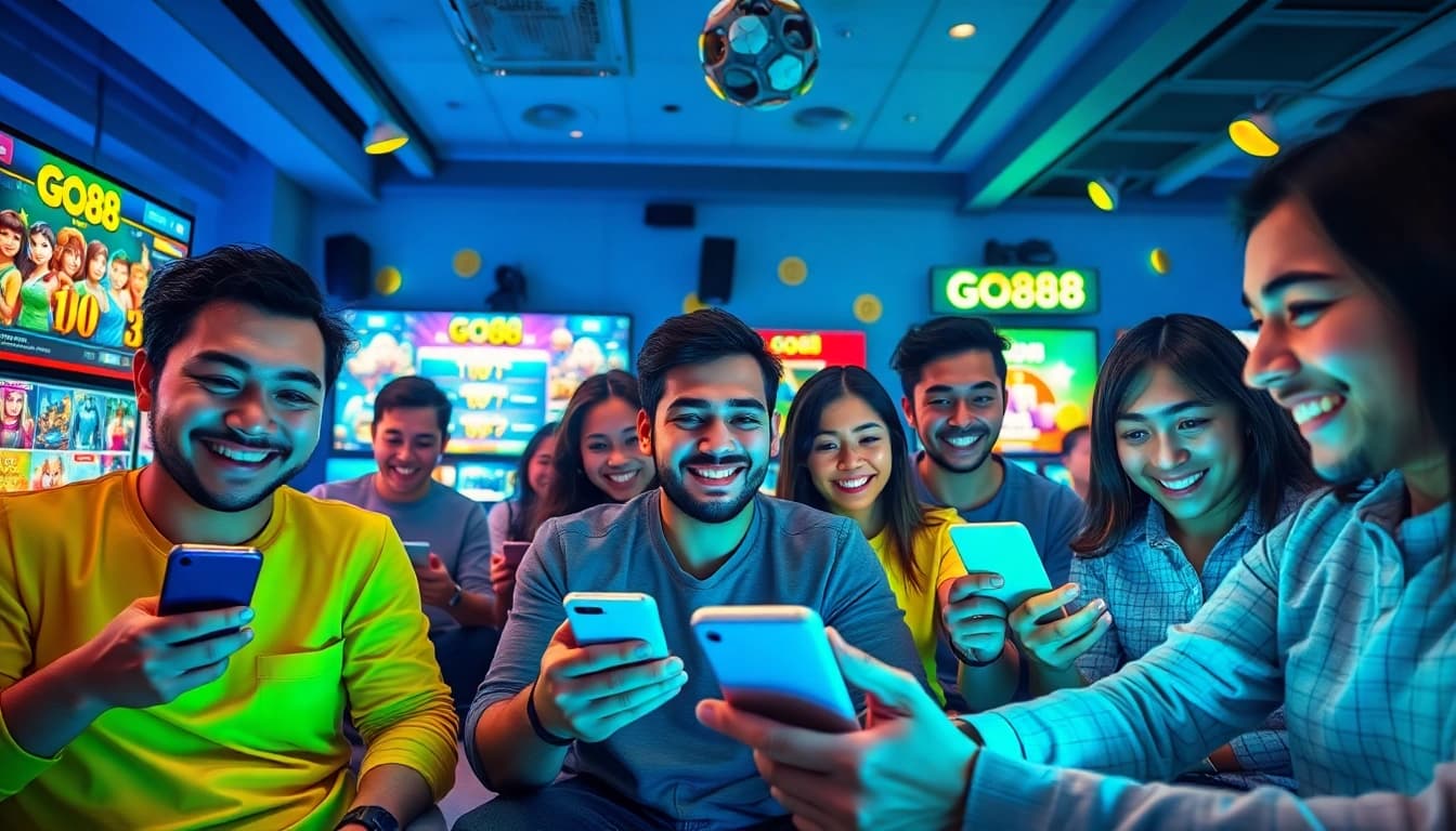 Players engaging with the GO88 online gaming platform, showcasing excitement and variety in gameplay.