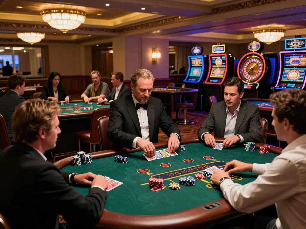 Players enjoying blackjack at TG88 CAM casino, with vibrant chips and dynamic gameplay ambiance.