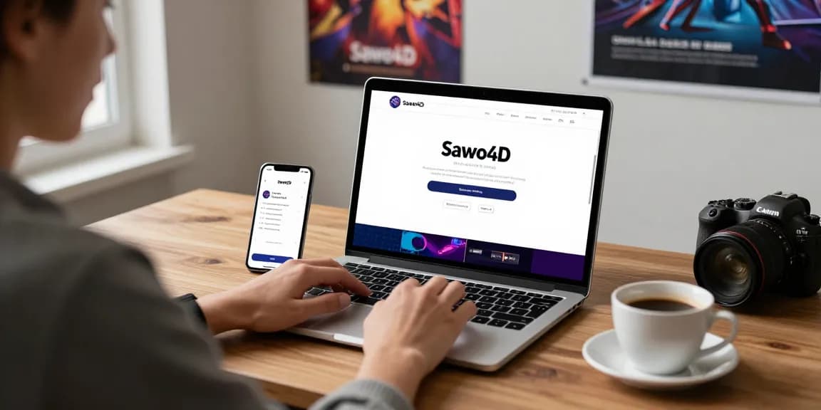Login to Sawo4D platform from a cozy home office with a laptop and smartphone.
