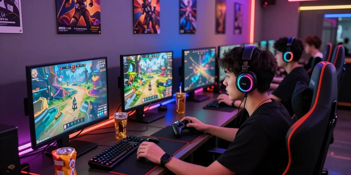 Gamer engaged in an intense session showcasing coloksgp link alternatif within a vibrant digital setup.