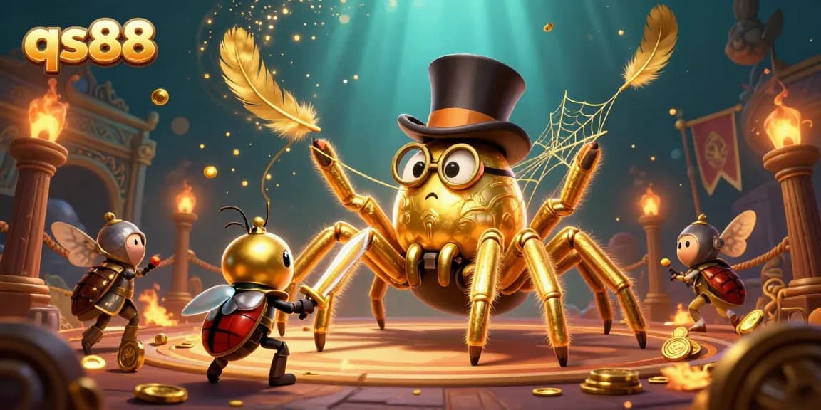 Experience thrilling action at qs88 as a golden tarantula weaves a web in the casino