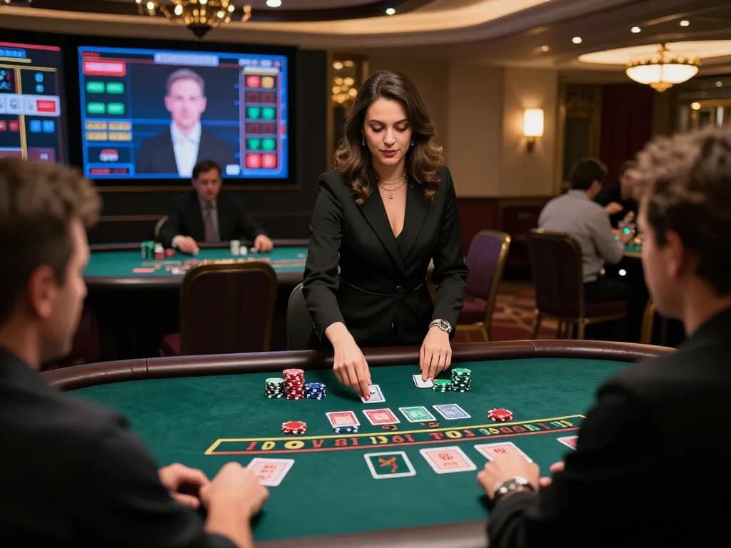 Engaging live blackjack game on pfly88 online, showcasing interactive dealer and player participation.