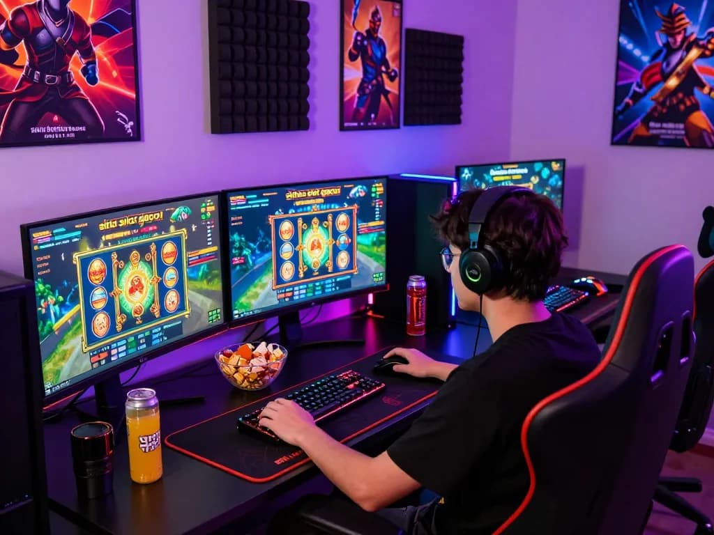 Pemain yang terlibat dalam sesi permainan situs slot gacor online di setup modern.