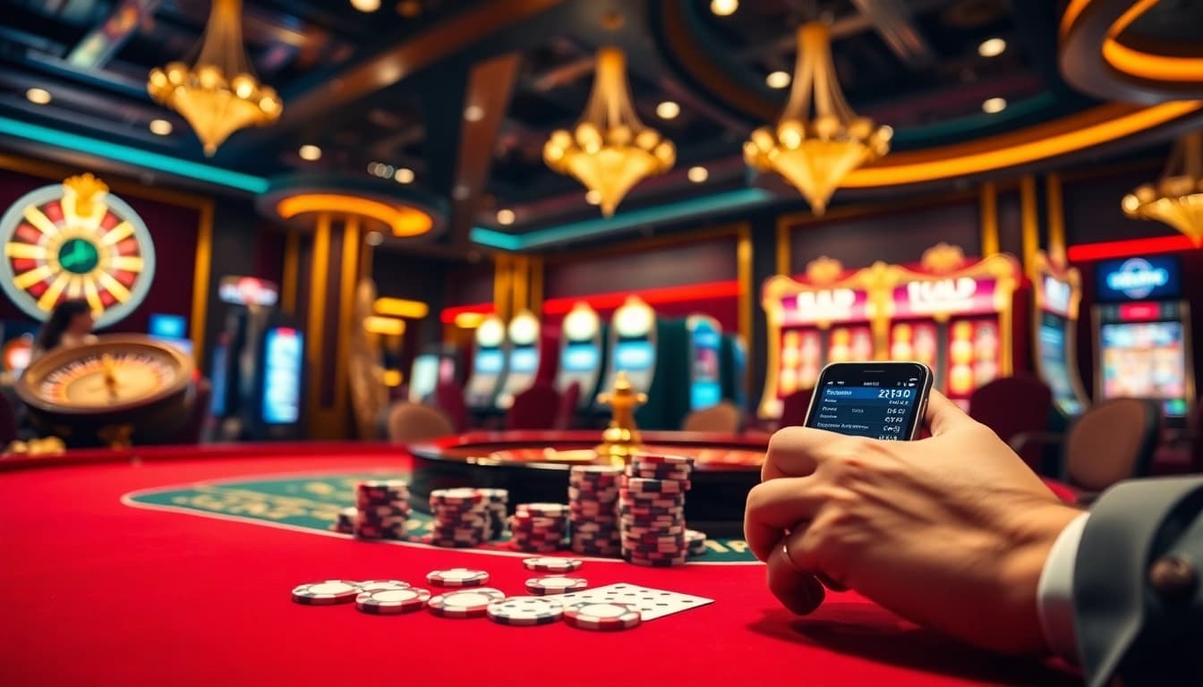 Enjoying a strategic poker game at keonhacai.deal with vibrant casino elements.