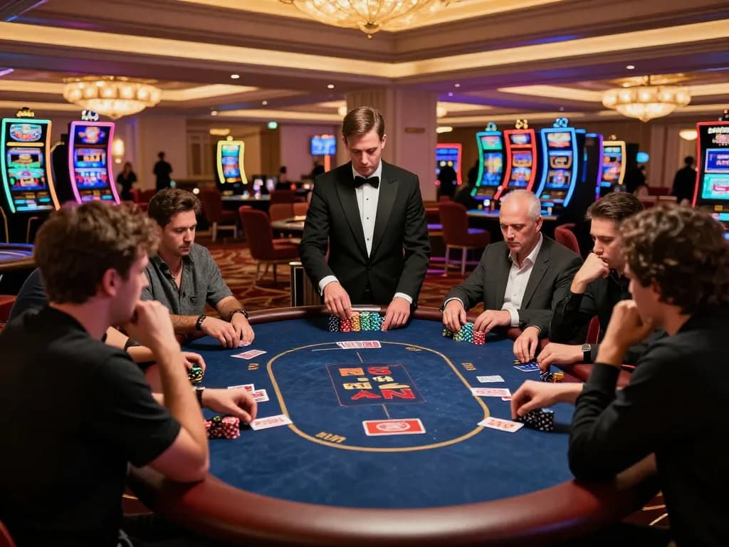 Active poker game in Las Vegas casino featuring tr88 players and high-stakes action